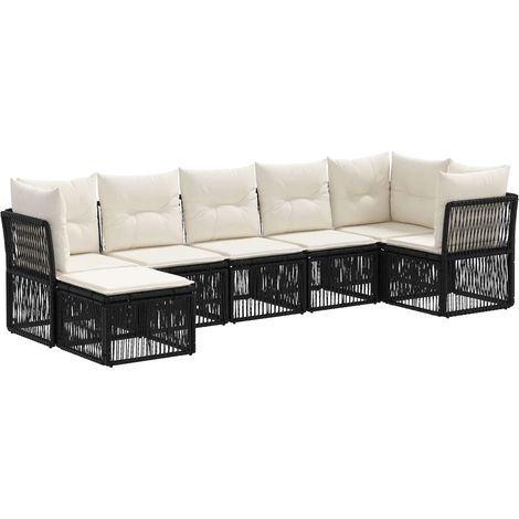 Gartensofa-set 7 pcs Schwarz Poly-Rattan vidaXL