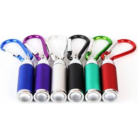 CCYKXA Set mit 6 Mini-Schlüsselanhänger-Taschenlampen aus Aluminium, 6 Farben, kleine tragbare LED-Lampe für Schule, Outdoor-Aktivitäten, Jagd, Wandern, Notfälle
