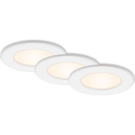 LED Einbauleuchten Ultraflach 3er Set 6 W IP44 Weiß Ø11,5cm Kunststoff Briloner