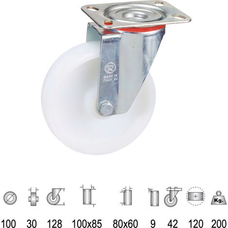 Ruota industriale wolfpack 11110029 nylon 100 mm