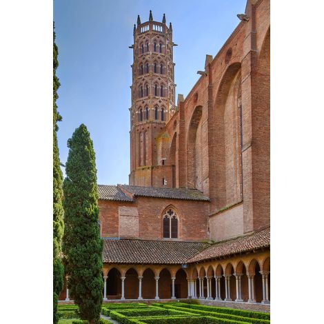 Tableau sur toile couvent des Jacobins de Toulouse 65x97 cm - Impression sur Toile Murale Décorative - Image imprimée en HD sur Toile - Toile sur Châssis en Bois FSC - Fabriqué en France (1/4)