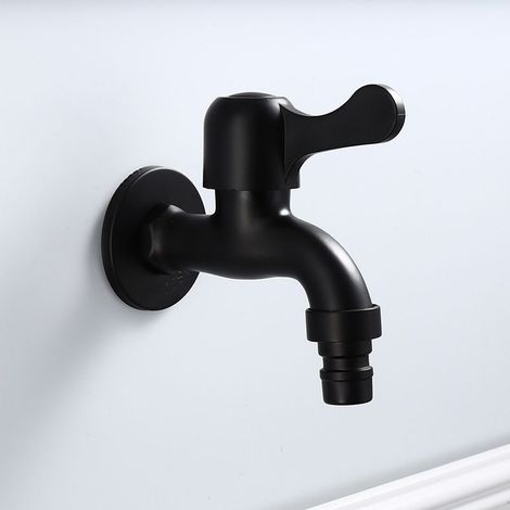 Black style wall-mounted tap in 304 stainless steel, quick opening, outdoor garden water tap for bathroom (washing machine) (1/5)