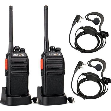 Retevis RT24 Talkie Walkie Rechargeable Professionnel PMR446 16 Canaux CTCSS/DCS, avec Oreillette et Chargement, pour Randonnées (1/5)