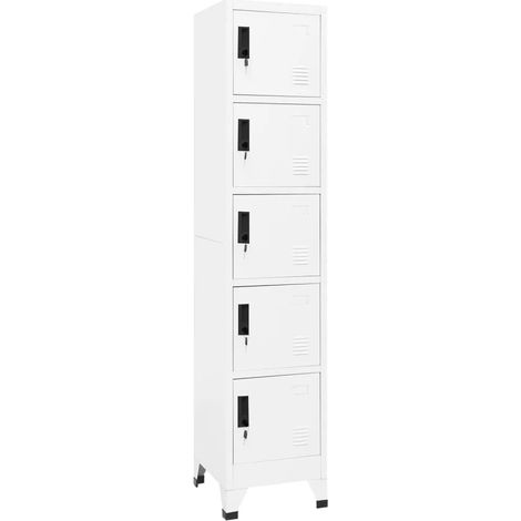 vidaXL Armadietto con Serratura Bianco 38x40x180 cm in Acciaio (1/5)