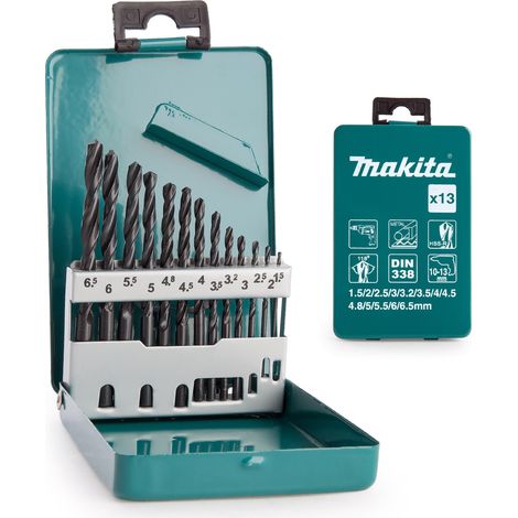 Makita D-54075 HSS-R Metal Drill Bit Set - 13 Piece (1/4)