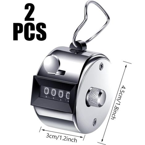 Hand Counter, Mechanical Click Counter, Metal Counter, Digit Counter, Finger Counter, Manual Click Counter, Knitting Row Counter, Metal Click Counter 2pcs MUMU (1/4)