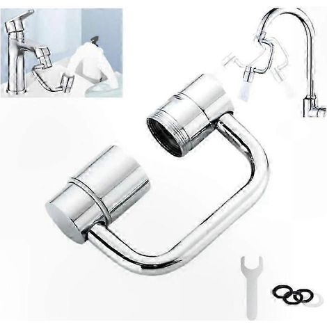 Raccord aérateur rotatif 1080° pour bec de robinet orientable, réducteur de débit d'eau réglable, adaptateur pivotant universel pour cuisine et salle de bain, contrôle précis du jet, finition chromée, (1/4)