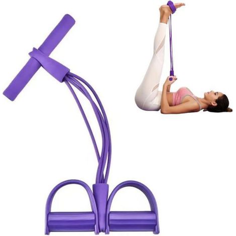 Bande De Résistance - 4 Tubes Latex Naturel - Pour Renforcement Abdominal Et Corps Entier - Usage Intérieur Et Extérieur - 1 Pièce (1/5)