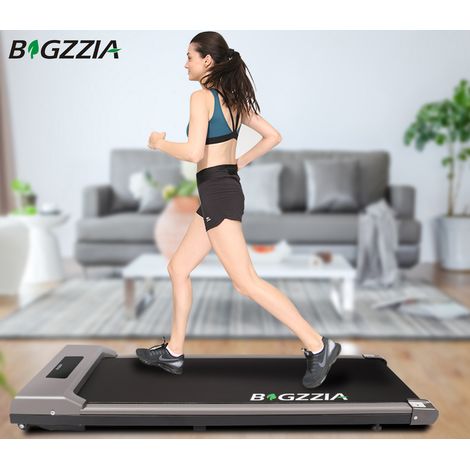 Bigzzia – Tapis de course motorisé 1-10 km/h – Vitesse réglable, écran LCD, ultra fin, silencieux, 100 kg max, 120 x 50 cm – Portable avec roues (1/5)
