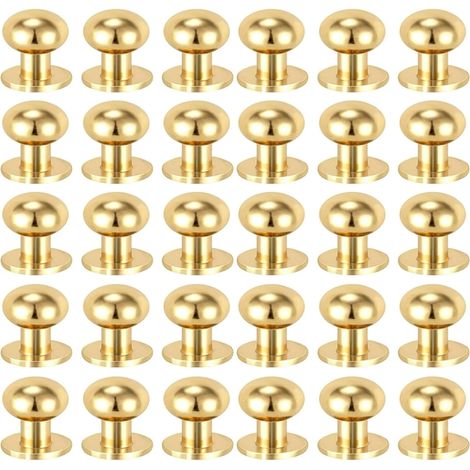 Lot de 30 mini boutons de tiroir ronds dorés de 0,9 cm avec 30 vis pour armoire, salle de bain, commode, cuisine, bureau, boîte à bijoux, boutons d'armoire et de meubles (1/5)