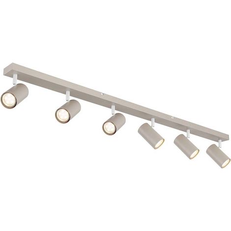Spot de plafond Lampe de plafond 6 flammes Spot couleur sable Spots mobiles Lampe de salon, métal, 6x GU10 douilles, LxlxH 115x6x12cm (1/5)