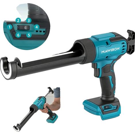 Pistolet à calfeutrer électrique sans fil, 6 vitesses réglables, écran LCD, design convivial, fonctionnant sur batterie, compatible avec les cartouches standard (1/5)