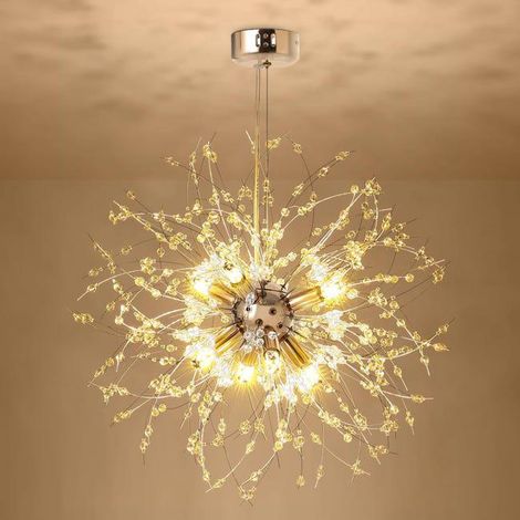 Lustre moderne, 8 lumières, plafonnier encastré en cristal doré pour salon, chambre, salle à manger et cuisine (SKU produit : 96813699  SKU Offre : mkh25.7.22-2) (1/4)
