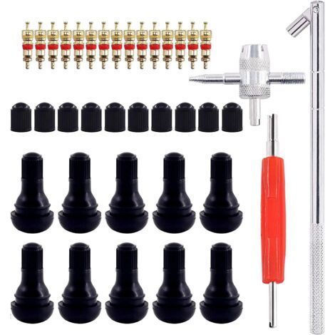 Demonte Valve Pneu Outil, Valve Core Remover pour Voiture Remplacement, TR412 Valve Pneu, Valve Core, 4-1 Outil de Réparation de Valve de Pneu - Démonte Valve Pneu, Tire Repair Kit (1/5)