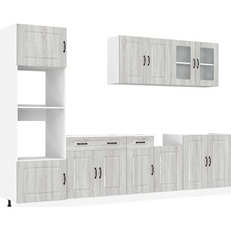 Maison Exclusive - Set Mobili da Cucina 7 pz Kalmar Grigio Sonoma in Truciolato
