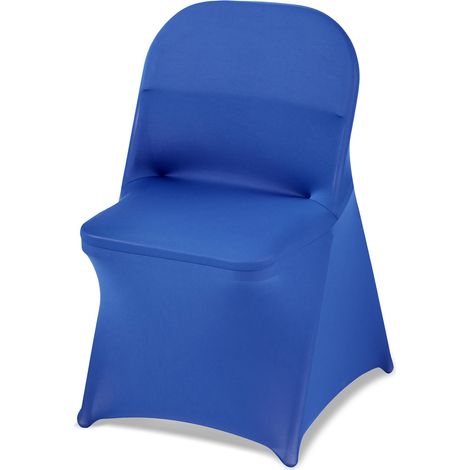 VEVOR Housse de Chaise Extensible 50PCs Bleues, Couverture Protecteur de Chaise en Polyester et Elasthanne, Devant Plat, pour Mariage Salle a Manger Banquet, Convient aux Sieges Jusqua 45x46x77 cm