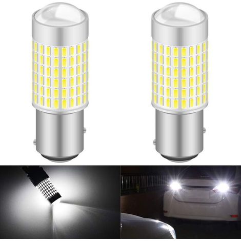 1157 BAY15D 7528 1016 Ampoule LED Haute Puissance 3014 puces extrêmement Lumineuses 3000 lumens 6500K Blanc xénon à remplacer pour Feux de Clignotant arrière de Frein de recul, (Paquet de 2) (1/5)