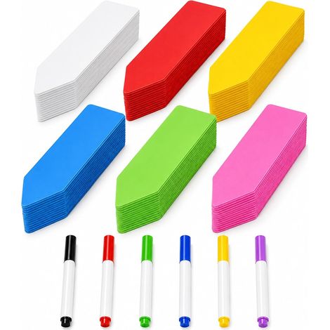 600 Étiquettes pour Plantes 10 x 2 cm, Marqueurs de Jardin avec 6 Feutres  PVC flexible multicolore 600 étiquettes 10 x 2 cm en 6 couleurs et 6 marqueurs pour identifier semis, fleurs et potager. (1/5)