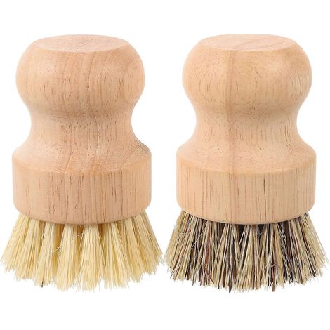 Lot de 2 brosses de cuisine en bois pour le nettoyage de la vaisselle, des casseroles et de l'évier (couleur bois)-8.50X6.50X5.00CM (1/3)