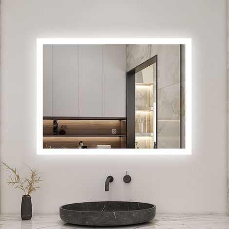 SKY Bathroom LED Mirror 900x700mm with Optional 3 Color Lights Anti-Fog Vertical/Horizontal (1/5)