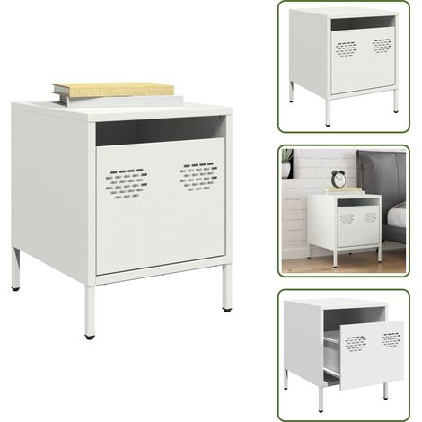 Table de chevet blanc 35x39x43,5 cm acier - Armoire De Chevet - Armoires De Chevet - Armoire - Table De Chevet (1/5)