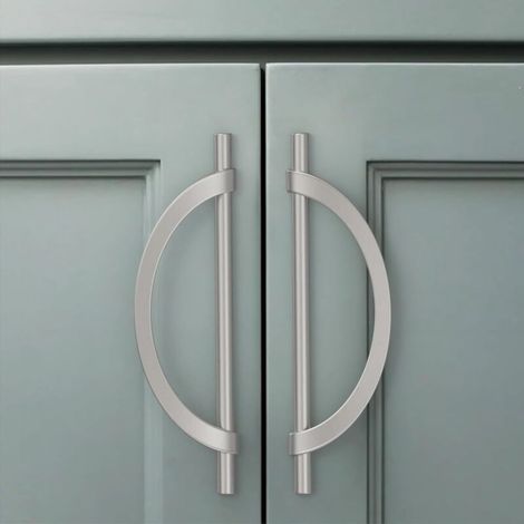 Poignée de meuble de cuisine argentée, 2 pièces, avec vis, en alliage de zinc, idéale pour les bureaux et les tiroirs, espacement des trous : 128 mm (1/5)