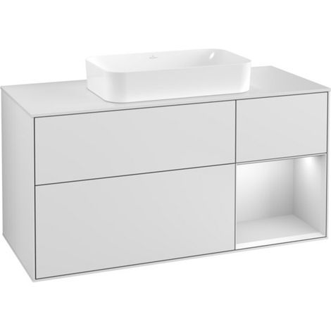 V&B Waschtischunterschrank Wandbeleuchtung Finion 120cm, Pl w m, Rg r wh. m Lac, wh. m Lac (1/2)