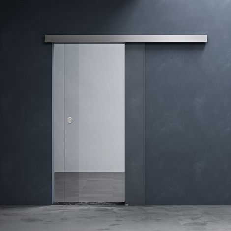 Mai & Mai Porte Coulissante Transparente en Verre de Sécurité ESG de 8mm LxH:102,5x205cm Poignée Ronde Ama TS19-1025 Distance au Mur de 15mm (1/5)