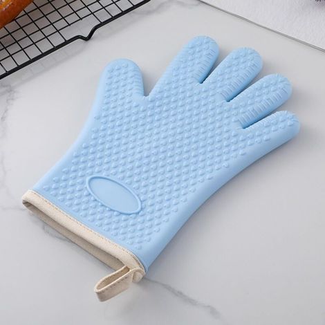 Guanti da cucina resistenti al calore, guanti da cucina in silicone a doppia parete, pinze da cucina in silicone, guanti da cucina spessi in silicone e cotone con punta delle dita, adatti per l'uso in (1/4)