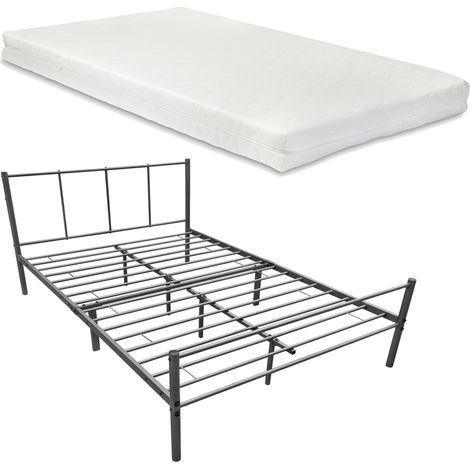 Metallbett Laos 120x200 cm mit Kaltschaummatratze Dunkelgrau en.casa