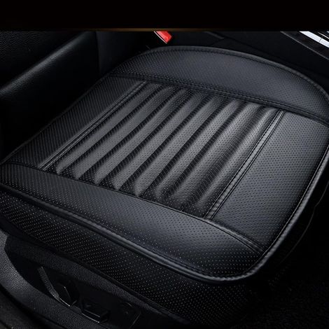 Sollbry Autositzbezüge, bequemer, atmungsaktiver Autositzschutz für den Innenraum, rutschfeste Sitzkissenbezüge für das Auto mit PU-Leder, Schwarz (1/4)