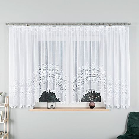 NADIA - Cortina jacquard confeccionada con corte en la parte inferior - 500x160 cm - blanco (1/5)