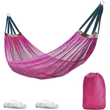 Hamac d'extérieur en maille de nylon ultra-douce et respirante — Charge maximale : 252 kg (rose) (1/3)
