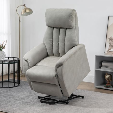 Poltrona Alzapersona Reclinabile 150° max con Telecomando e Poggiapiedi, 75x93x110 cm, Grigio (1/5)