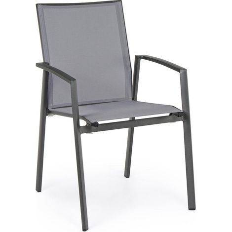 Sessel "Cruise", Struktur aus lackiertem Aluminium und Texilene für Garten und Veranda -Anthrazit / Packung mit 2 Stück (1/5)