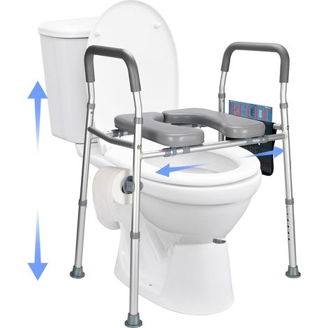 Rehausseur de Toilettes Réglable avec Accoudoirs, 50-60 cm Largeur, 74-86 cm Hauteur, Support pour Personnes à Mobilité Réduite (1/5)