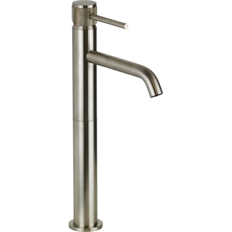 Mitigeur lavabo haut couleur acier brossé avec poignée luxe Gattoni BETA 2485/24NS | acier inoxydable brossé (1/5)