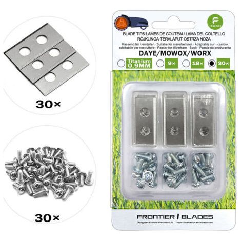 Pair Lot de 30 lames de rechange pour robot tondeuse – Acier inoxydable premium – Compatible Worx Landroid – Installation facile avec vis incluses