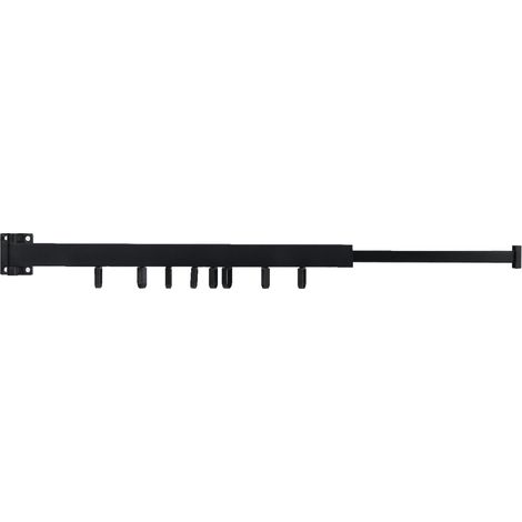 Étendoir mural rétractable et peu encombrant avec anneau rotatif, idéal pour balcon ou buanderie, noir, 60 cm (23,6 pouces), pliable. (1/5)