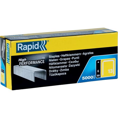 RAPID - Agrafes en fil fin, n°13/06mm - Boîte carton 5000 - Fixation de textile ou de tapisserie, décoration, bois tendre - (11830700)