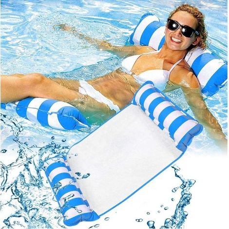 Hamac flottant de piscine de 130 cm, selle 4 en 1, chaise longue, hamac, flotteur gonflable, tapis de plage inclinable, tapis de bain à remous (1/5)
