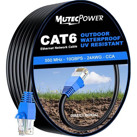Multi-cables CAT6 étanche pour extérieur - CCA - Câble réseau Ethernet à enfouir directement – 550 MHz 20 m (1/5)