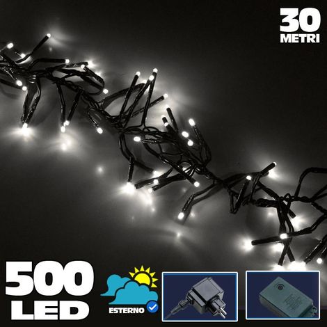 Catena Luminosa 500 Luci LED Lucciole Bianco Freddo Controller 8Funzioni Esterno (1/3)