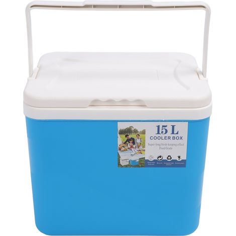 Glacière portable isolée de 15 litres, boîte de refroidissement rigide professionnelle et durable pour les pique-niques en plein air, la pêche et les stands commerciaux, bleue. (1/5)