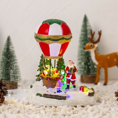 Weihnachtstischdekoration aus Kunstharz, Retro-Imbissbude, beleuchteter Heißluftballon mit Oldtimer, Tischdekoration für drinnen, Geschenke (1/5)