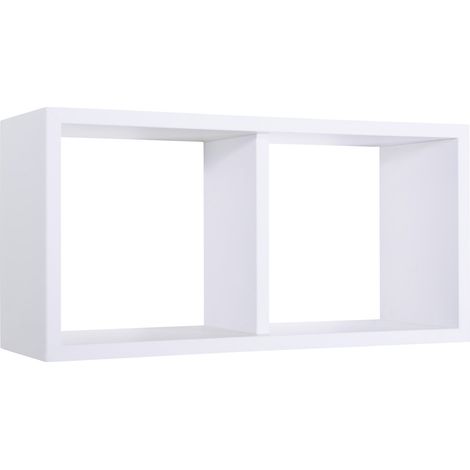 Mensola Rettangolare 2 Scomparti da Parete 70x30x23,7 cm in Fibra di Legno Morgana Maxi Bianco (1/5)