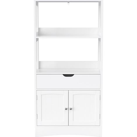 CALICOSY - Petit meuble de rangement 1 tiroir, 2 portes et 2 étagères - H122 cm (1/5)