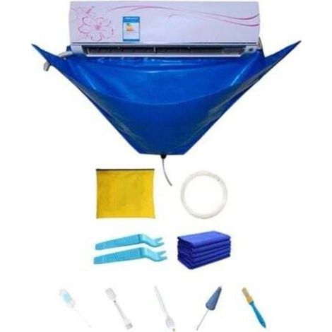 Kit de housse de nettoyage pour climatiseur divisé, sac de nettoyage étanche à la poussière avec sortie de vidange et plaques de support sur les deux côtés, pour climatiseur mural inférieur à 1,5P (1/4)