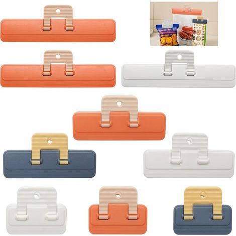 Lot de 9 pinces à sacs alimentaires pour le stockage des aliments, tailles et couleurs assorties, clips d'étanchéité pour sacs de congélation (1/4)