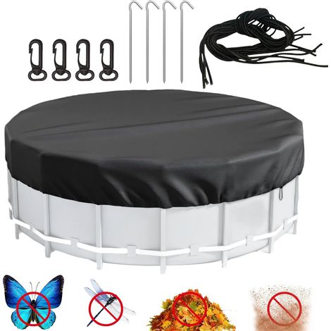 Bâche de piscine hors-sol – solaire encastrée dans le sol, robuste, imperméable, indéchirable, anti-poussière Couverture en tissu Oxford 420D pour plus résistance et durabilité, parfaite 10FT - (1/5)